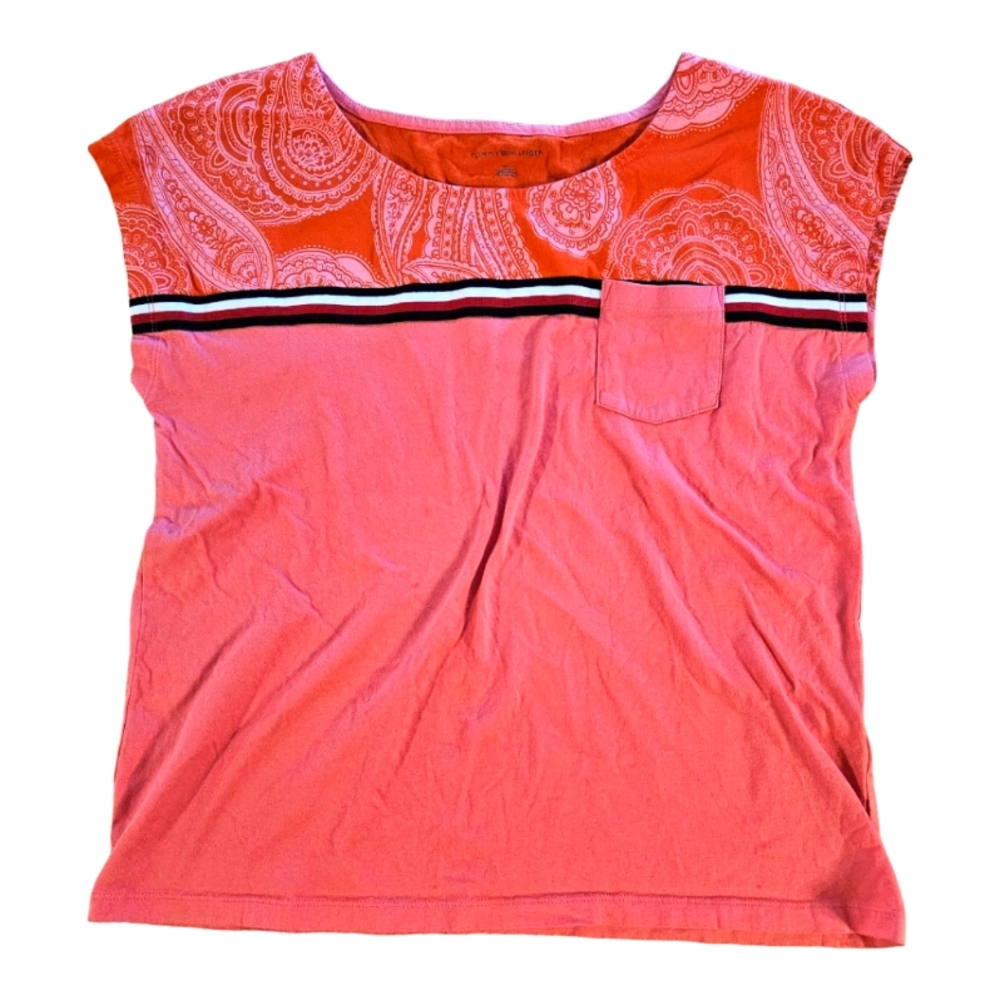 Tommy Hifilger Classic Pink Sleeveless Mixed Media Top Size Medium